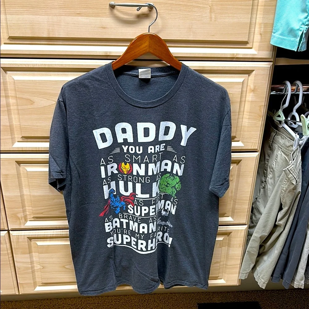 Daddy Superhero Graphic T-Shirt - Gray - Picture 1 of 4